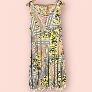 Vintage Y2K Boho Patchwork Magic M  Sun Dress Maxi Tasseled Bright Multicolor
